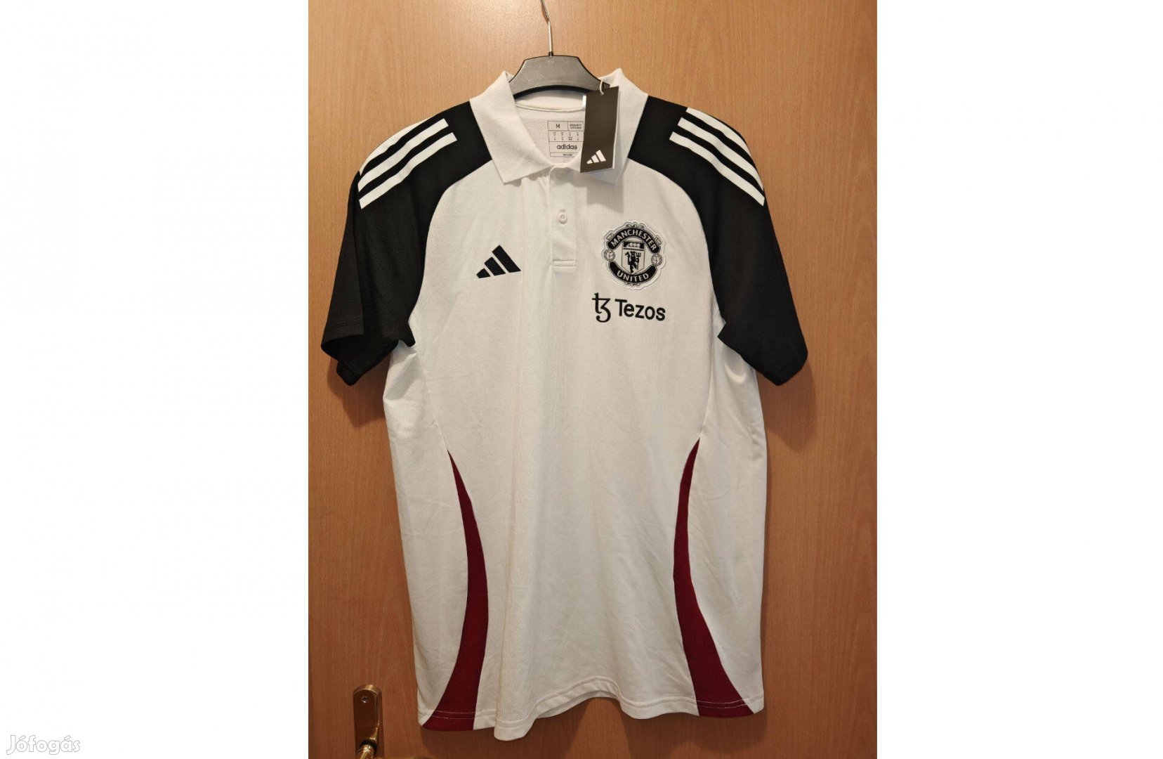 Manchester United fehér bordó eredeti adidas 2024-25 galléros póló