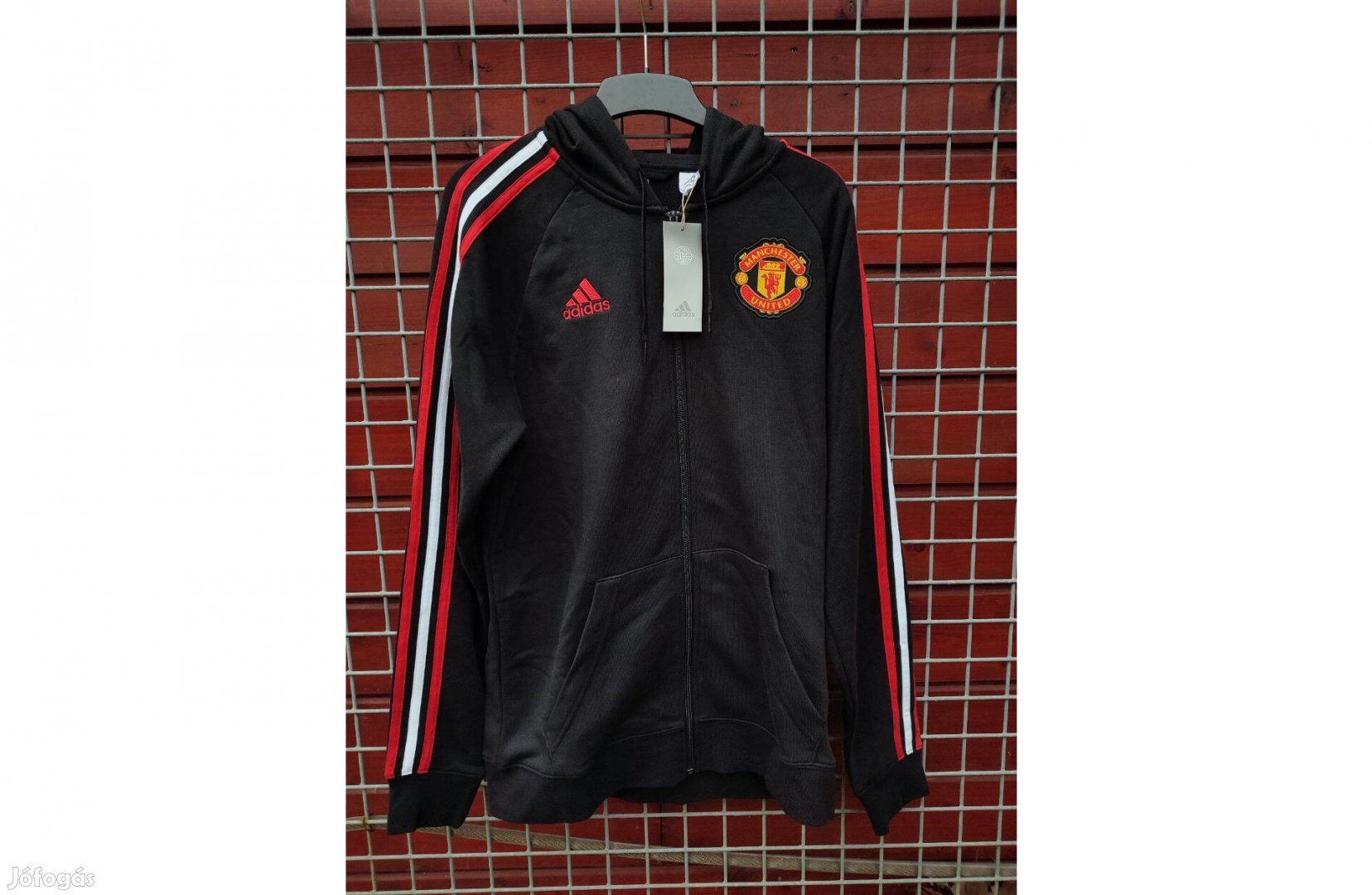 Manchester United fekete eredeti adidas kapucnis felső (M)