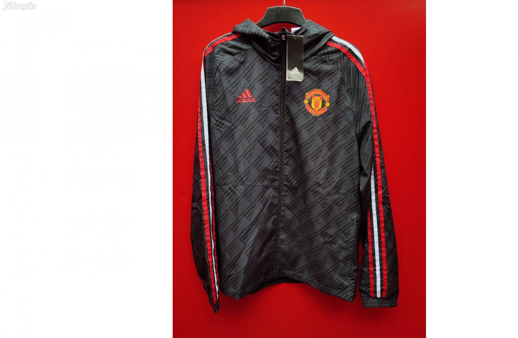Manchester United fekete mintás eredeti adidas széldzseki (M)