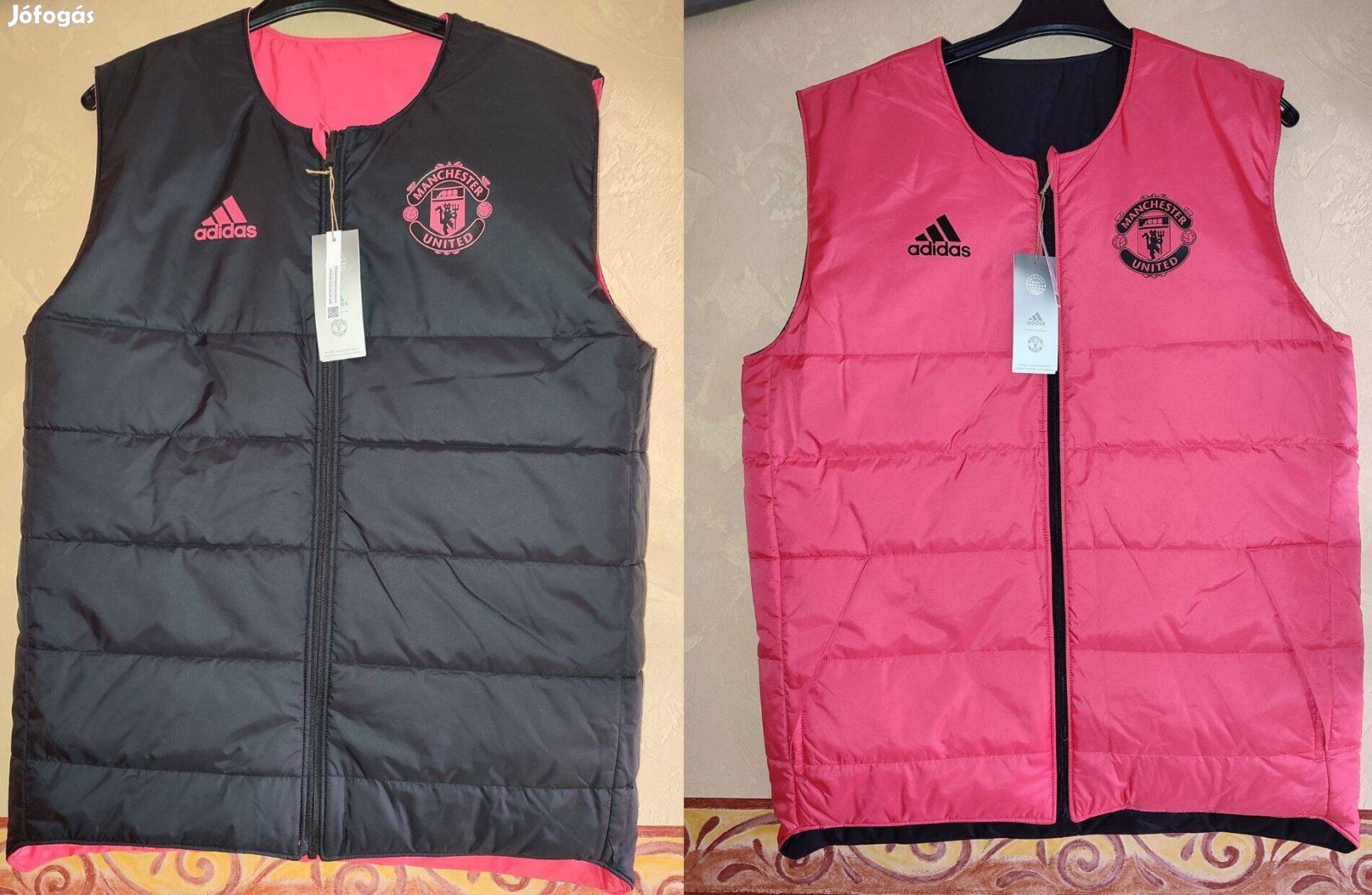 Manchester United fekete piros eredeti adidas kétoldalas mellény (M)