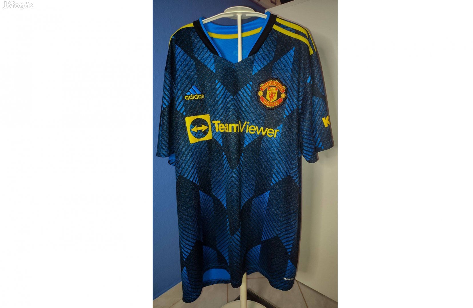 Manchester United kék fekete eredeti adidas 2021-22 mez (XL)