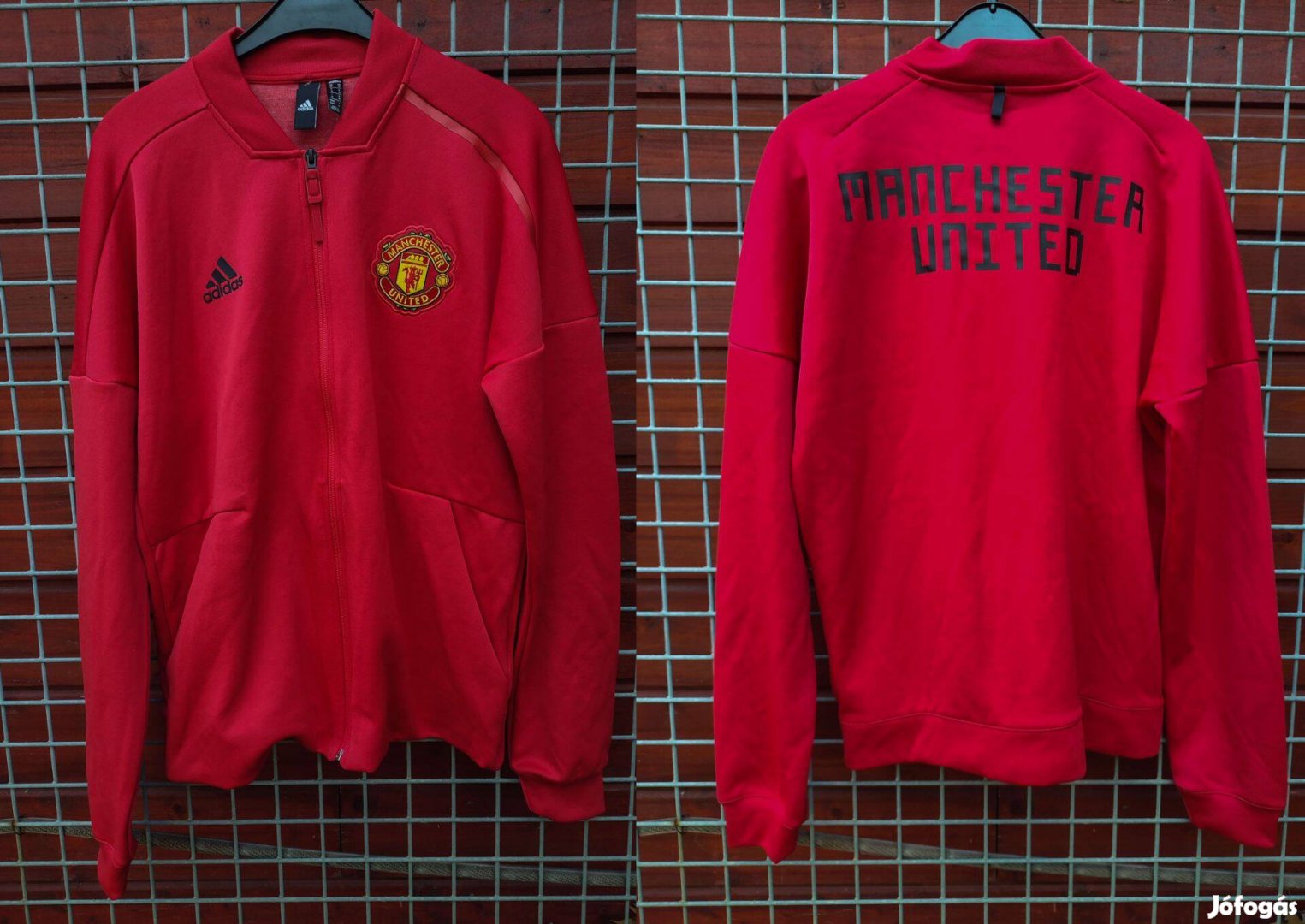 Manchester United piros eredeti adidas cipzáras felső (M)