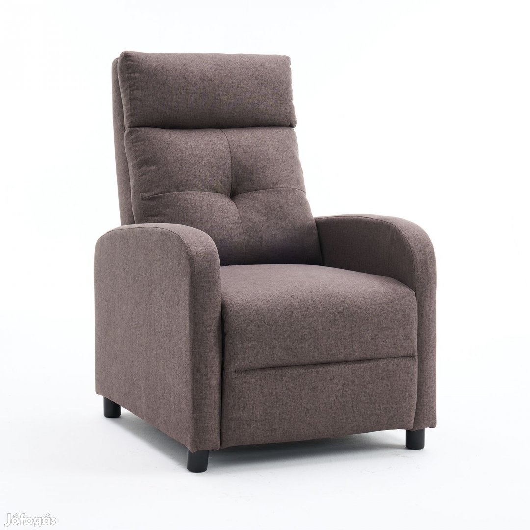 Manuális fekvőfotel, relax fotelágy push back, szürkésbarna szövet