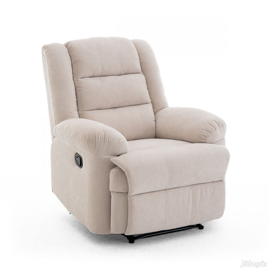 Manuális fekvőfotel, relax fotelágy zsenília bézs szövet