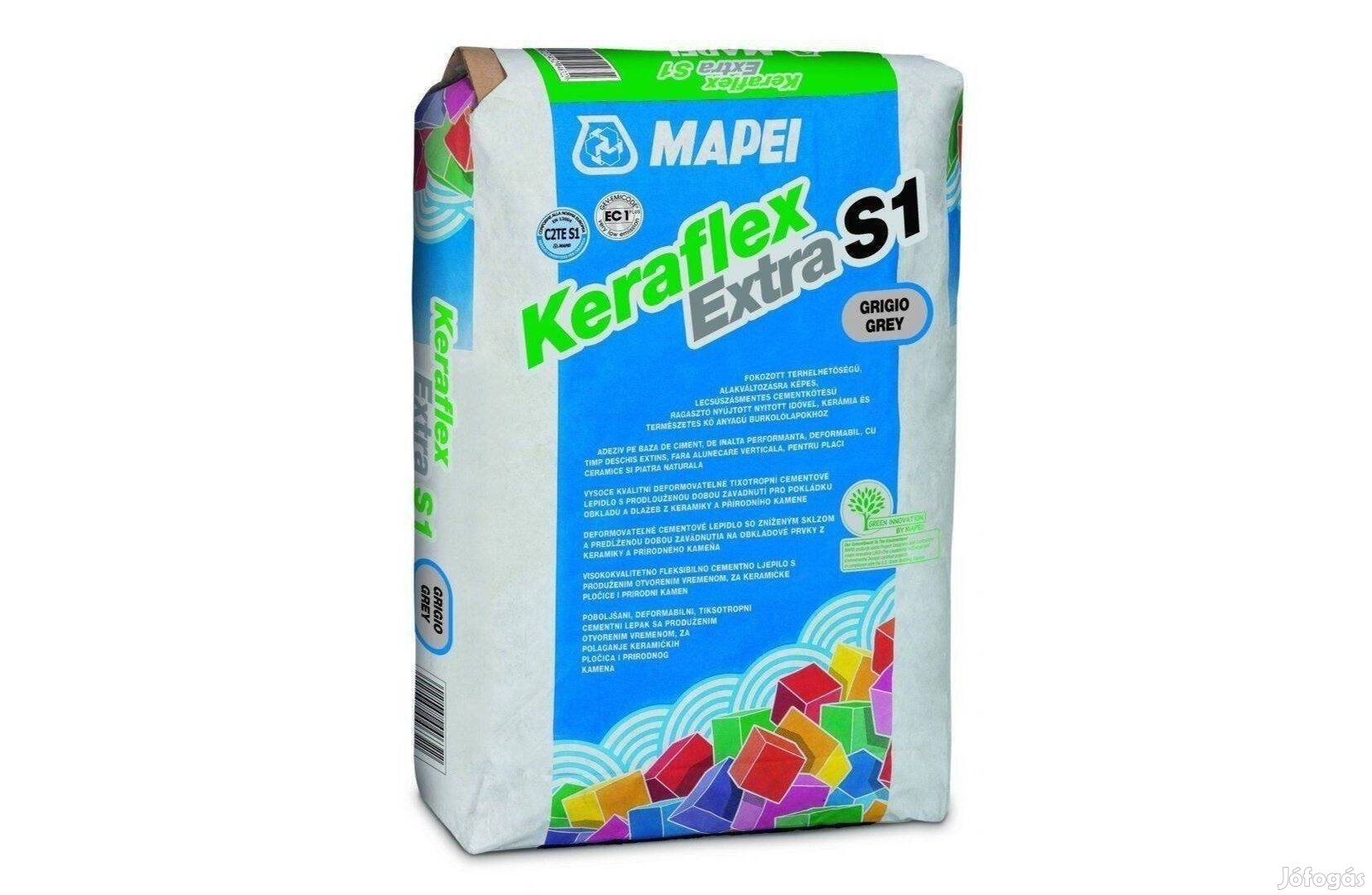 Mapei csemperagasztó Keraflex Extra S1 szürke 25 kg 6623 Ft/zsák