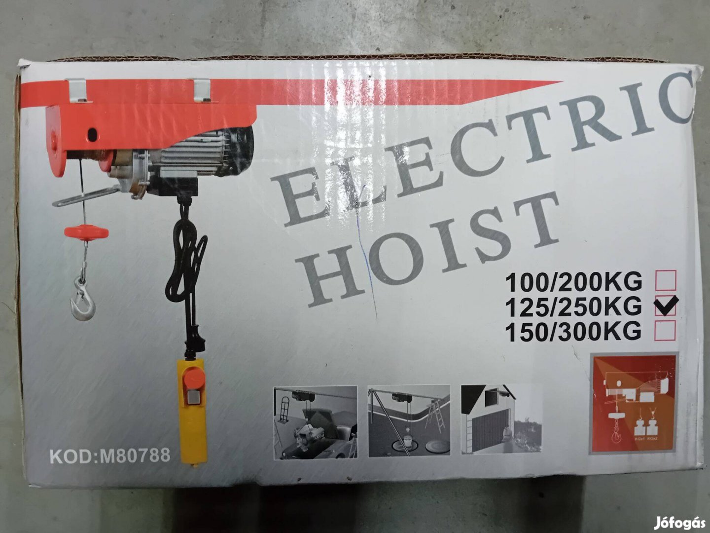 Mar-Pol M80788 Elektromos csörlo 125-250kg, 500W, 12mx3mm Új!