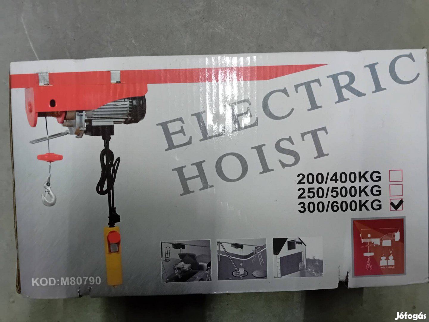 Mar-Pol M80790 Elektromos csörlő 300-600kg 1200W 12mx4.5mm Új!