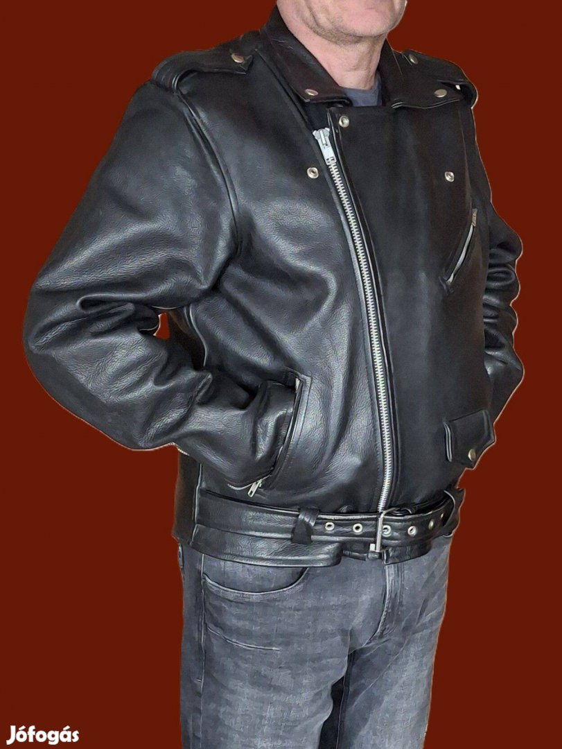 Marhabőr, klasszikus, fekete motoros bőrdzseki