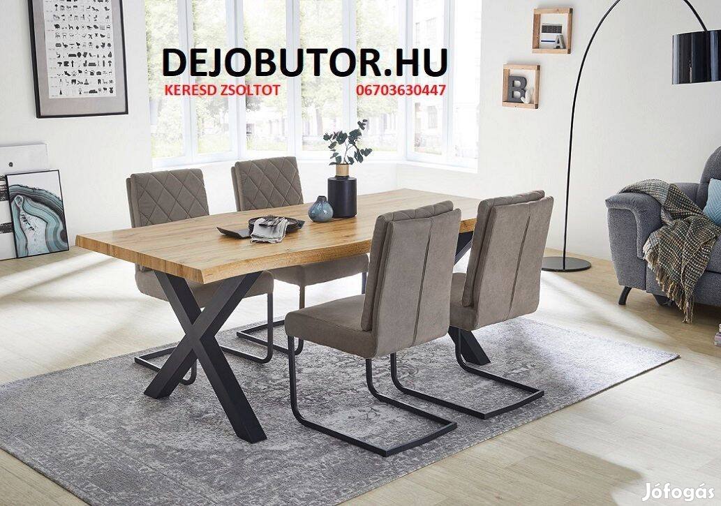 Marlon étkezőasztal 96x200 cm fekete fém lábakkal íves vadtölgy