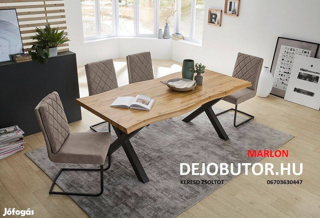 Marlon étkezőasztal íves kivitel 200x96 cm tölgy fekete