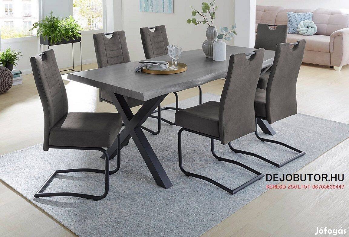 Marlon íves fém fekete lábas étkezőasztal antracit színben