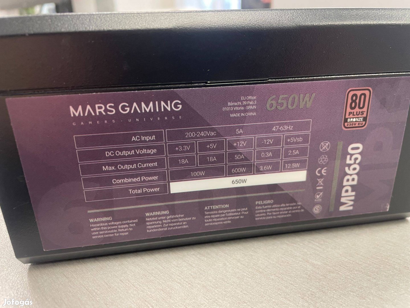 Marsgaming 650W tápegység 6hó jótállással!