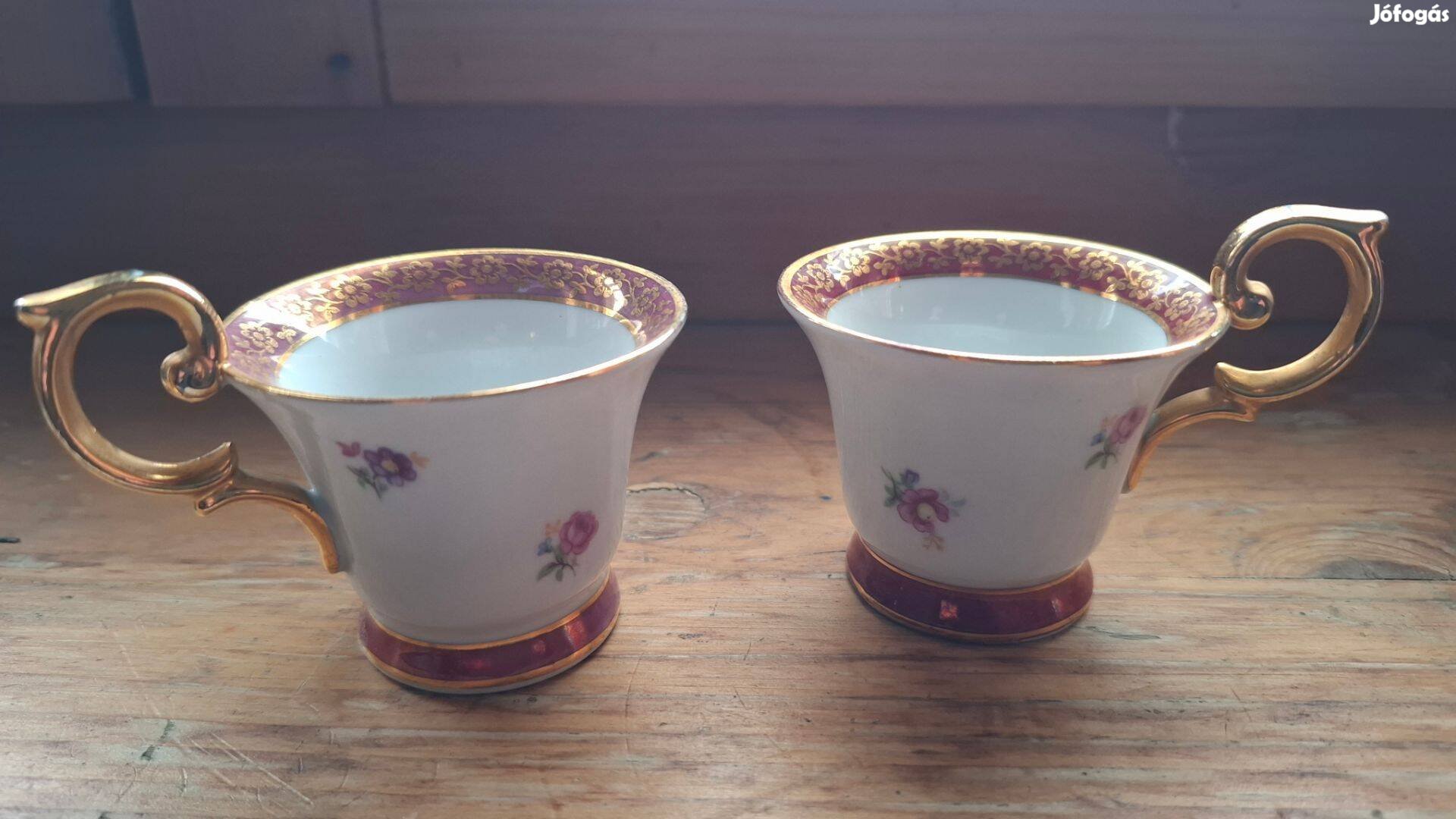 Martinroda PM porcelán mokkás csésze pár Aranyozott, NDK GDR