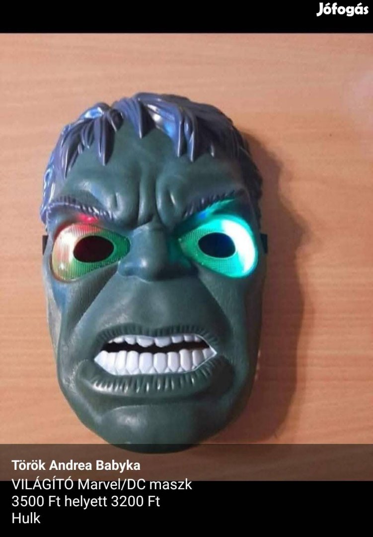 Marvel/DC Világító Hulk maszk álarce