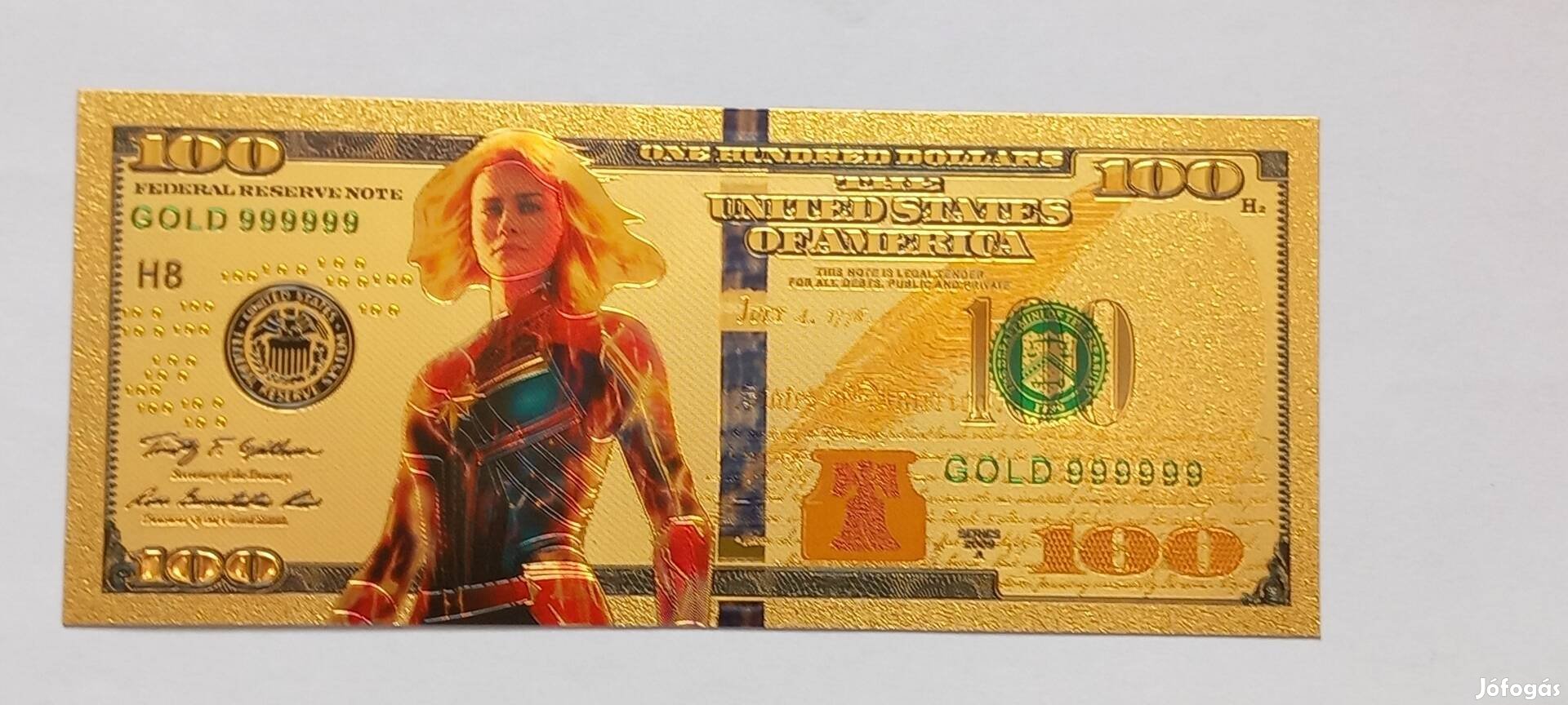 Marvel Kapitány - színes, aranyozott, plasztik, fantázia 100 dollár