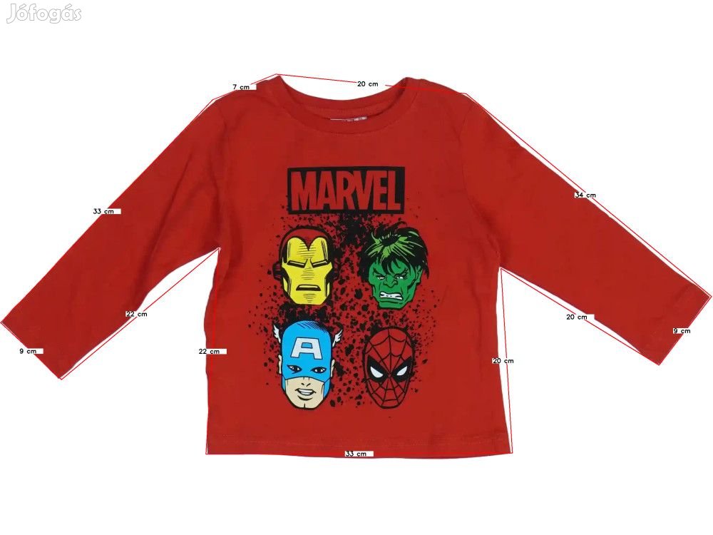 Marvel Új (címkés) Fiú Hosszú ujjú felső (Méret: 104)