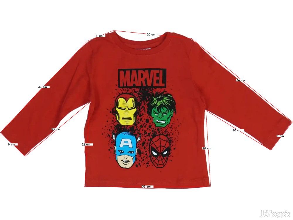 Marvel Új (címkés) Fiú Hosszú ujjú felső (Méret: 104)