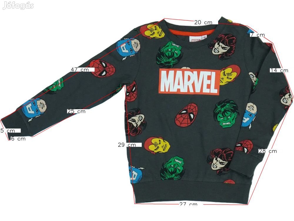 Marvel Új (címkés) Fiú Hosszú ujjú felső (Méret: 110)