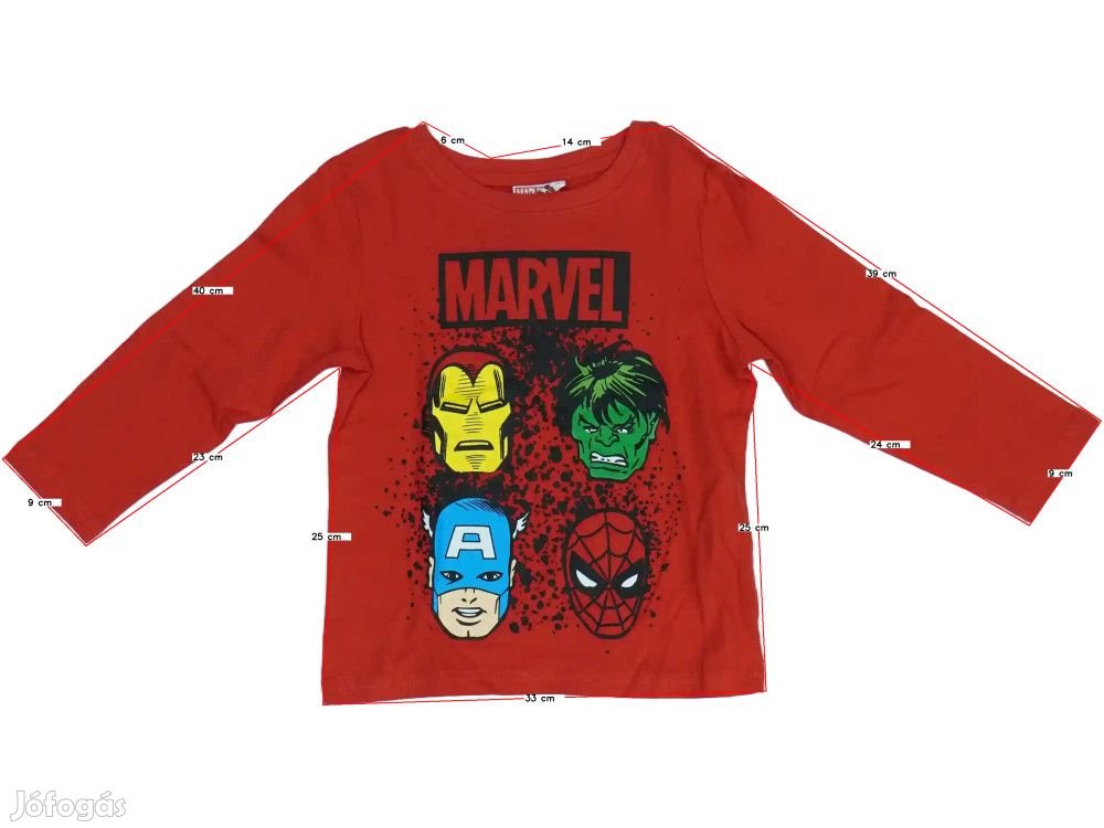 Marvel Új (címkés) Fiú Hosszú ujjú felső (Méret: 110)