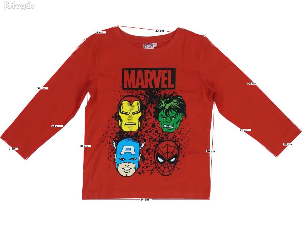 Marvel Új (címkés) Fiú Hosszú ujjú felső (Méret: 116)
