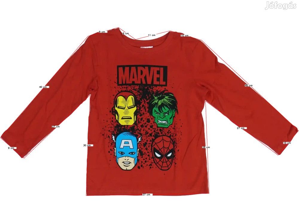 Marvel Új (címkés) Fiú Hosszú ujjú felső (Méret: 128)