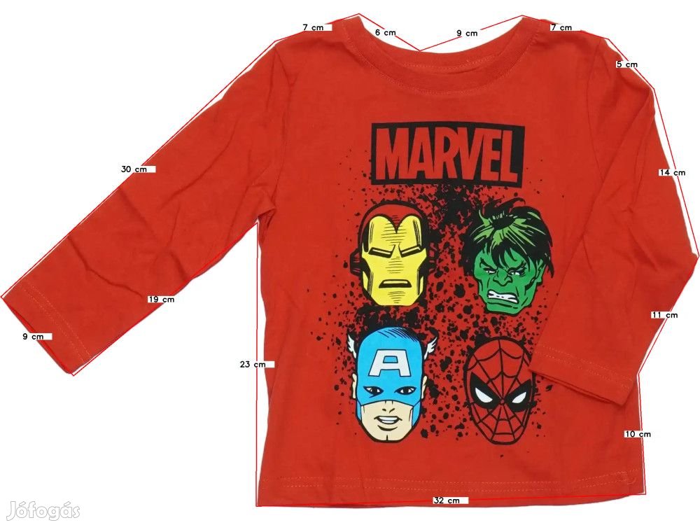 Marvel Új (címkés) Fiú Hosszú ujjú felső (Méret: 98)