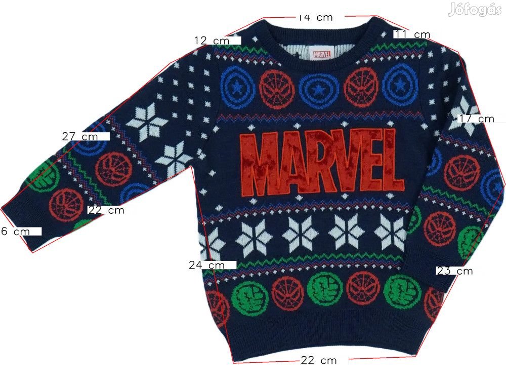 Marvel Új (címkés) Fiú Kötött pulcsi (Méret: 92)