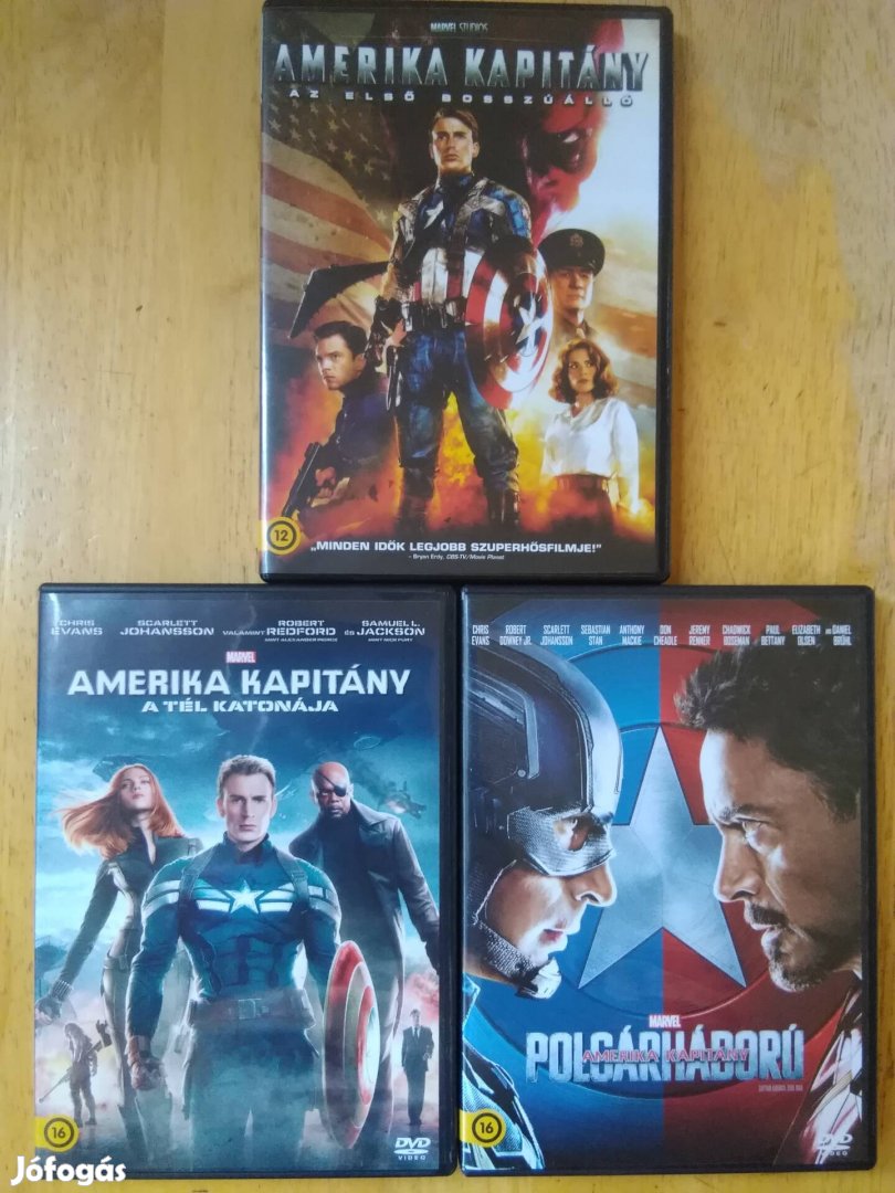 Marvel - Amerika kapitány 1-2-3 dvd Chris Evans 