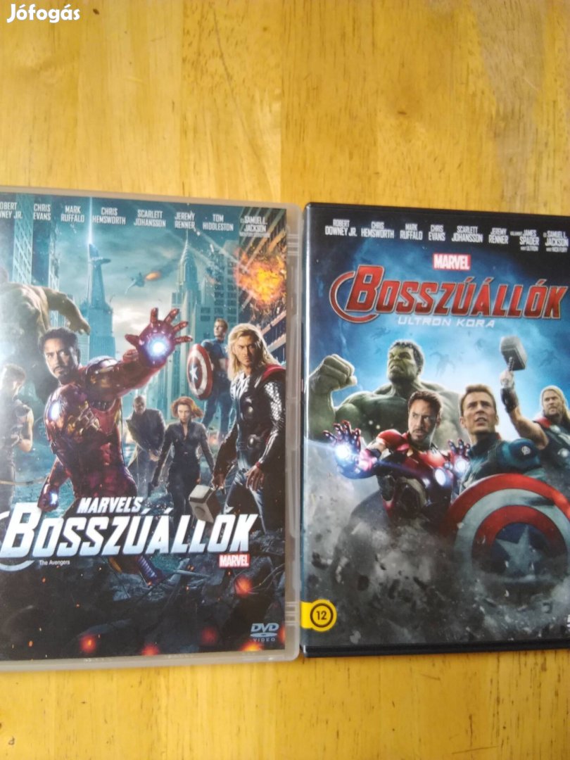 Marvel - Bosszúállók 1-2 újszerű dvd Robert Downey Jr 