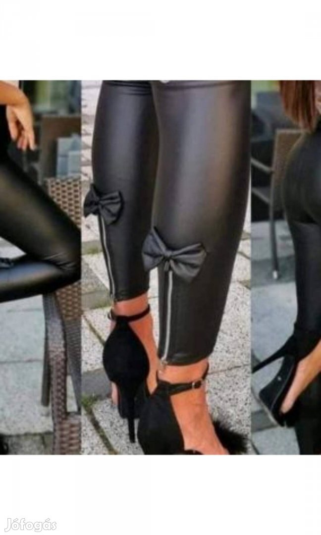 Masnis bőr leggings címkés