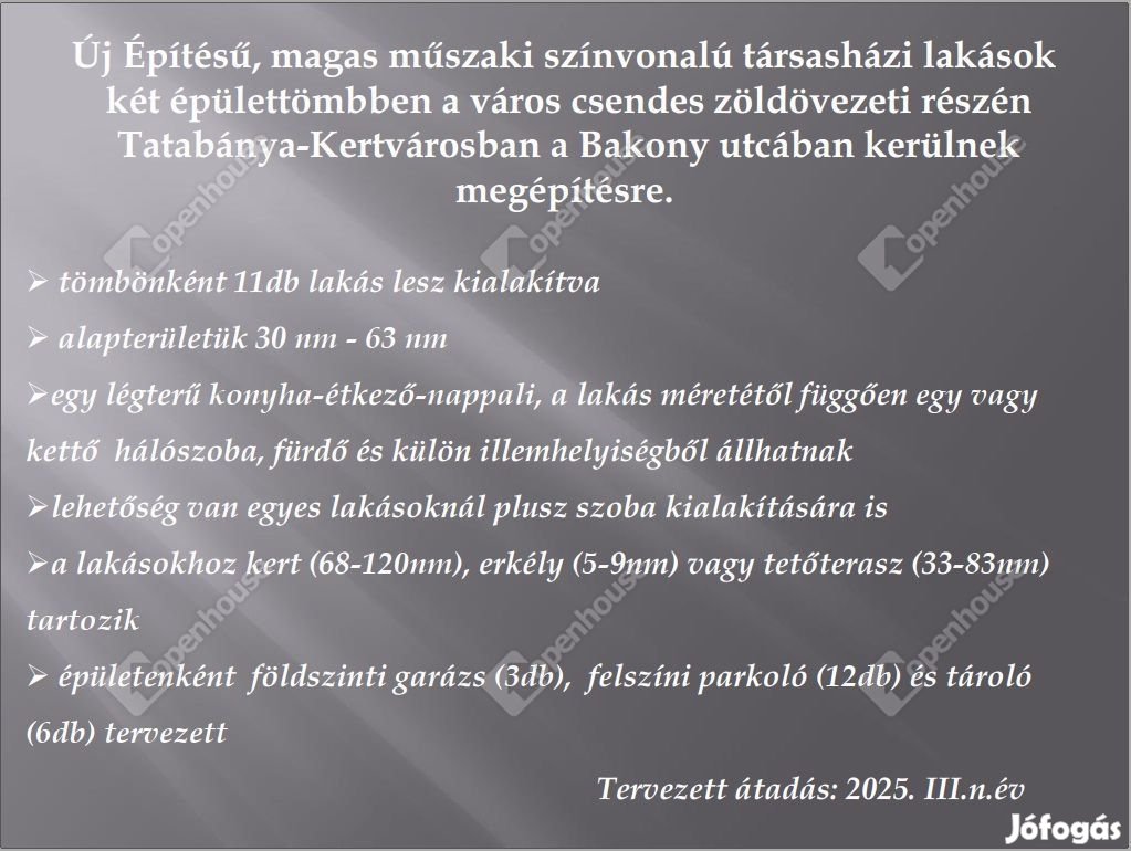 Második emeleti, ÚJ ÉPÍTÉSŰ 1 szoba nappalis lakás eladó!