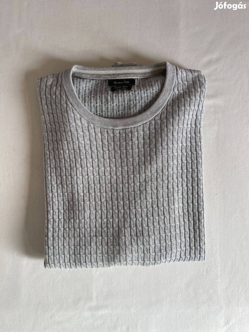 Massimo Dutti férfi fonott mintás pamut pulóver XL-es