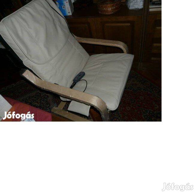 Masszírozó szék_Drapp Bőr_Fa Karfával