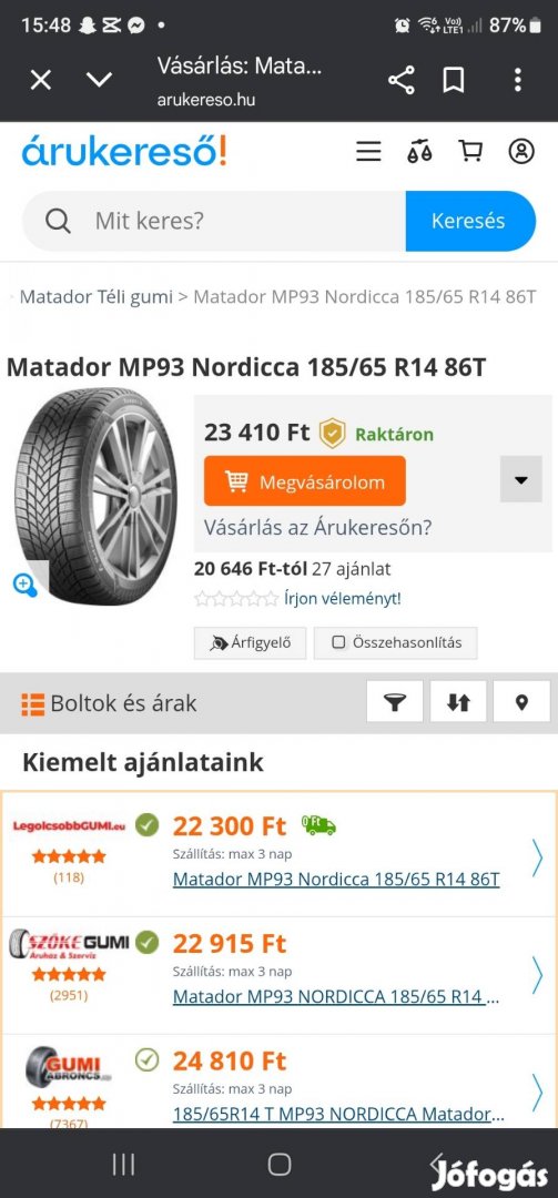 Matador, Téli, R14, 5x100, Seat, Volkswagen, Skoda, Audi, Újszerű 