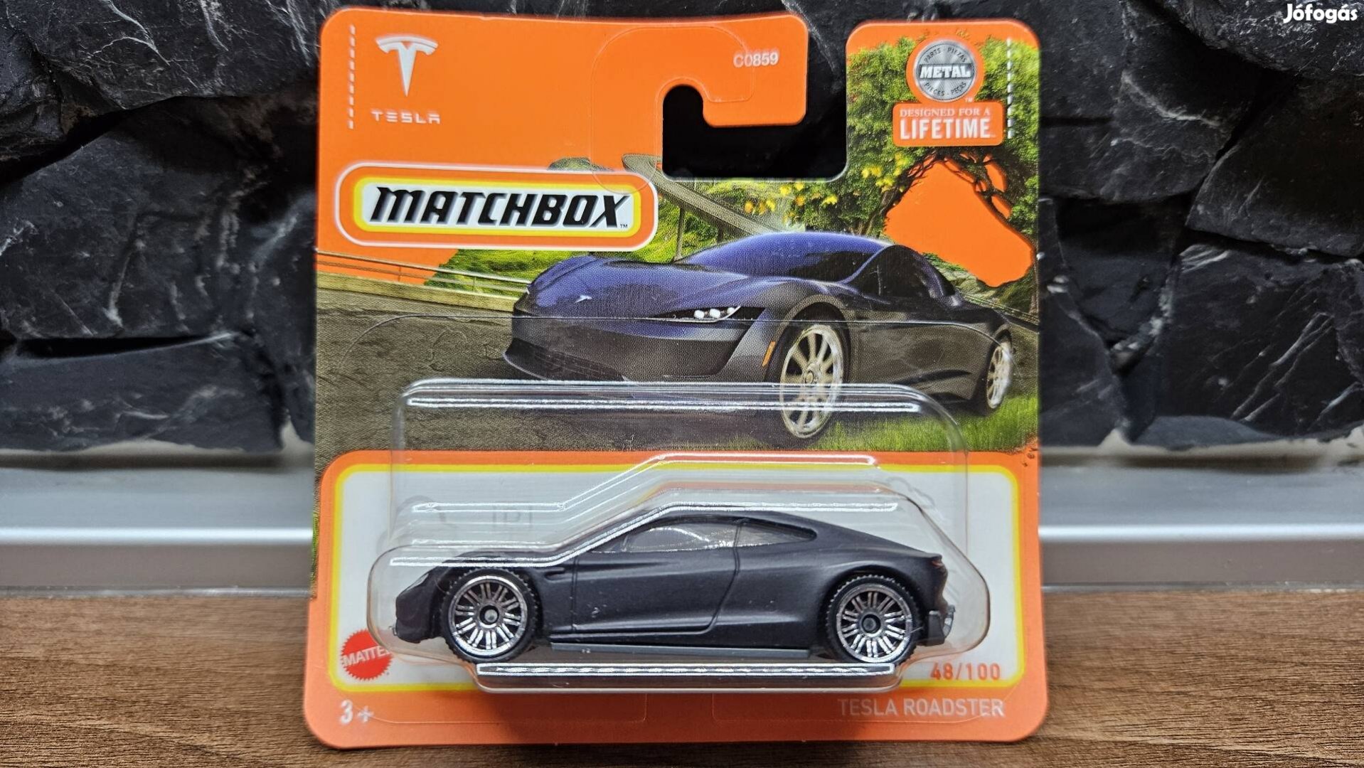 Matchbox # Tesla # Tesla Roadster - matt fekete