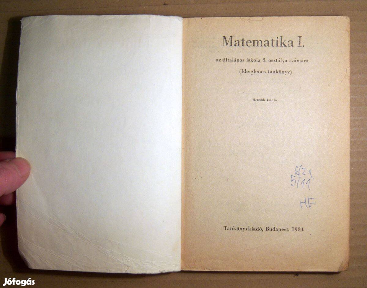 Matematika I. (8.osztály) Ideiglenes Tankönyv (1984) 7.kiadás