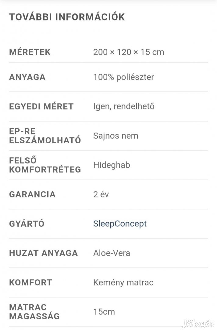 Matrac és fedőmatrac 120x200 cm