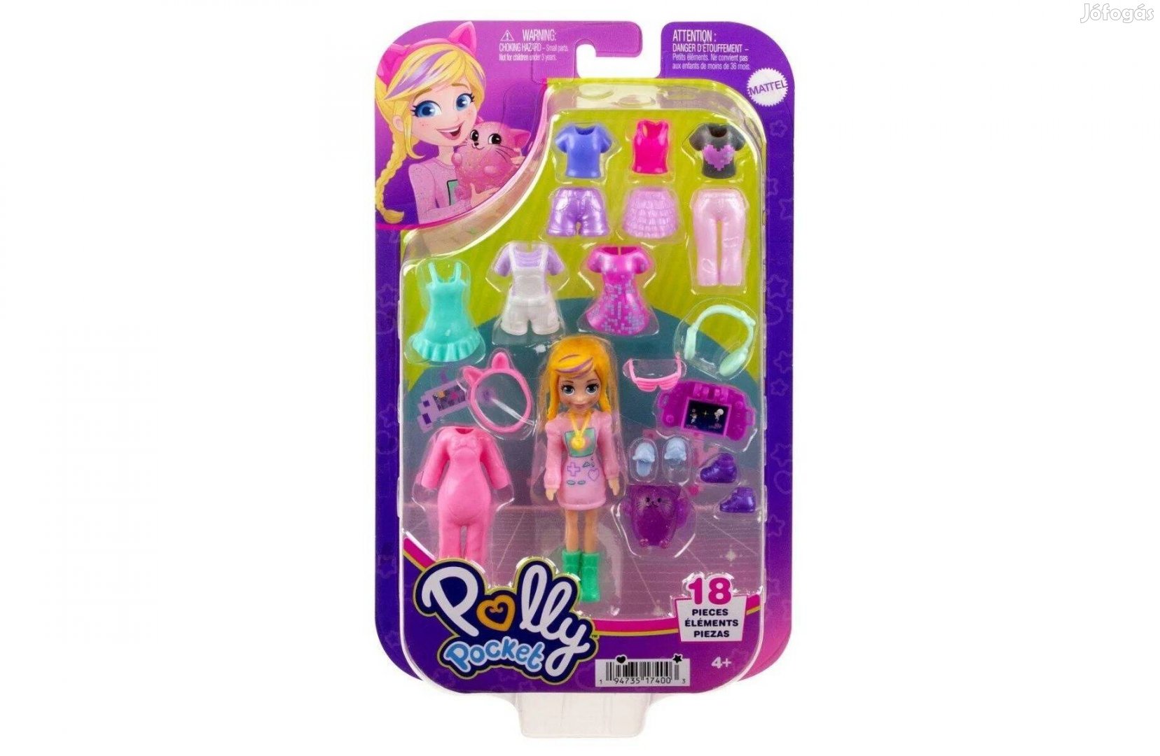 Mattel Polly - Szőke hajú baba cicával