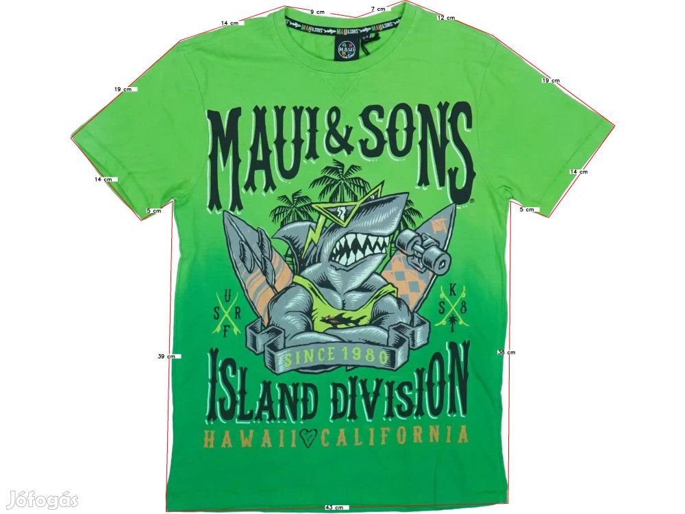 Maui&Sons Új (címkés) Fiú Póló (Méret: 158)
