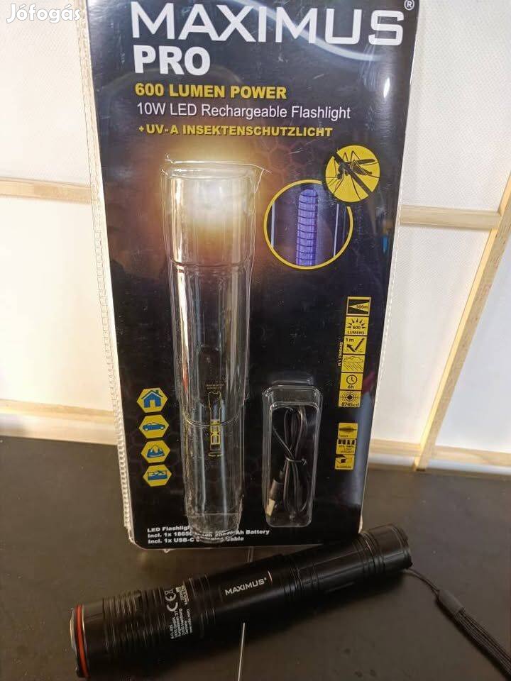 Maximus Pro 10W LED újratölthető zseblámpa