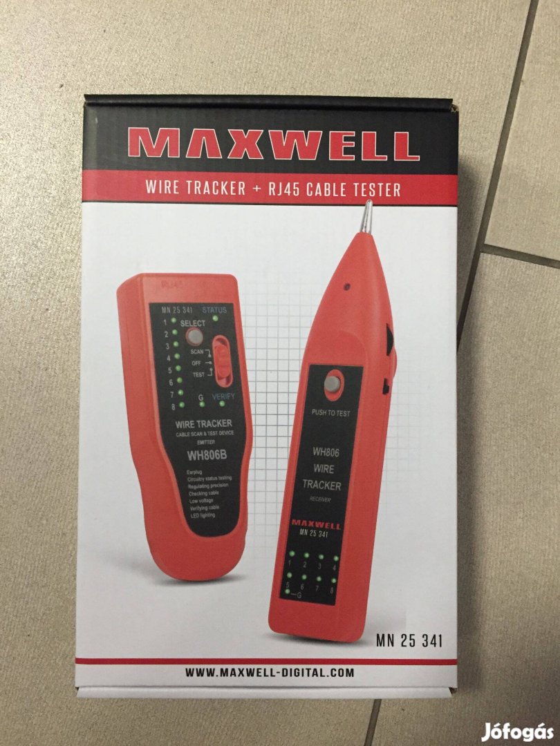 Maxwell 25341 Érpárkereső hangjelzéssel, LED-del - RJ45 kábel teszterr