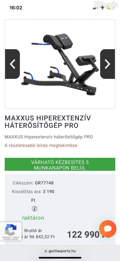 Maxxus hiperextenziv háterősítőgép