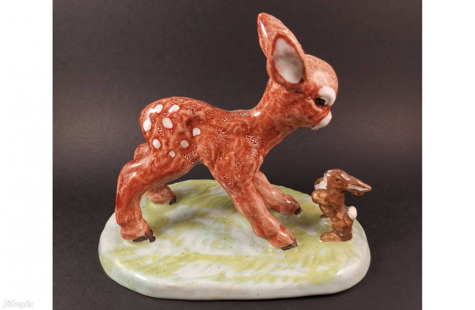 Mázas kerámia őz nyuszival