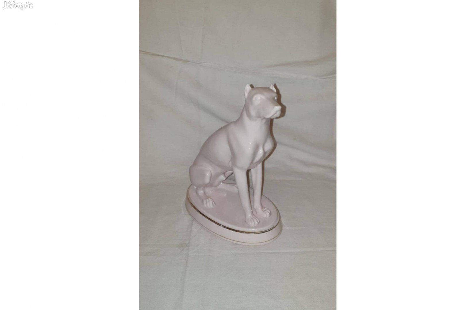 Mázas porcelán kutya szobor