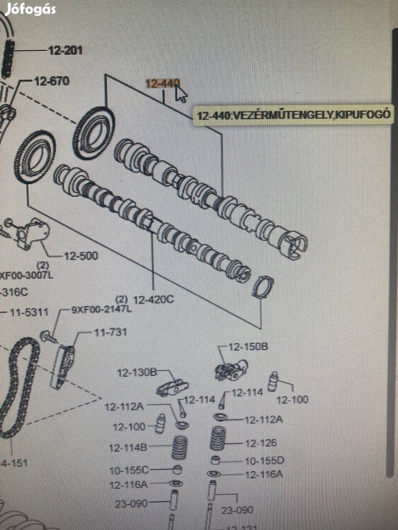 Mazda 2.2 Diesel Vezérműtengely SH0112440B