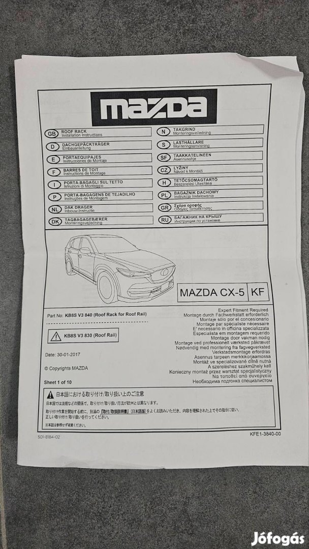 Mazda CX5 gyári csomagtartó
