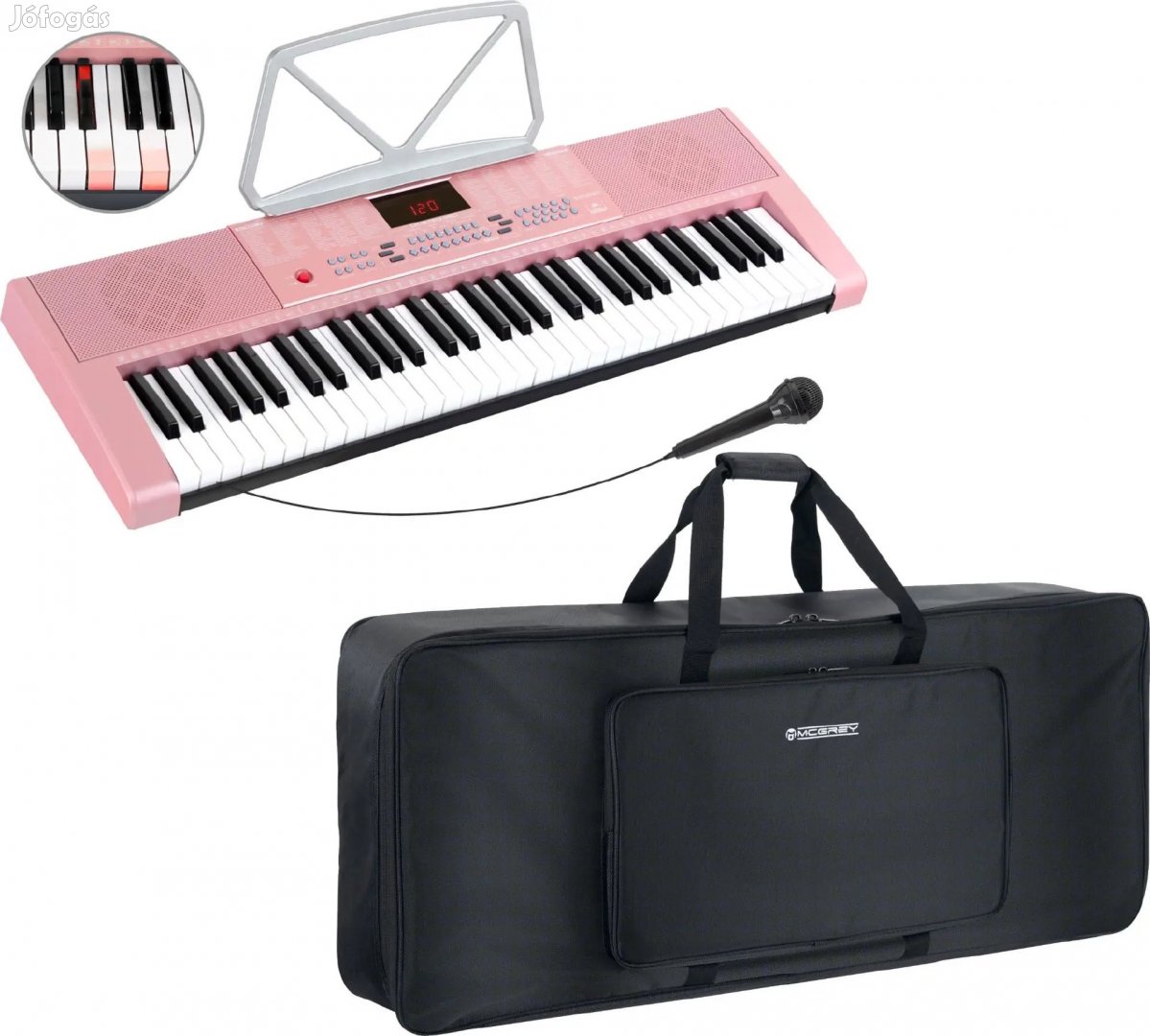 McGrey LK-6120-MIC világító billentyűzet mikrofonnal pink táskával
