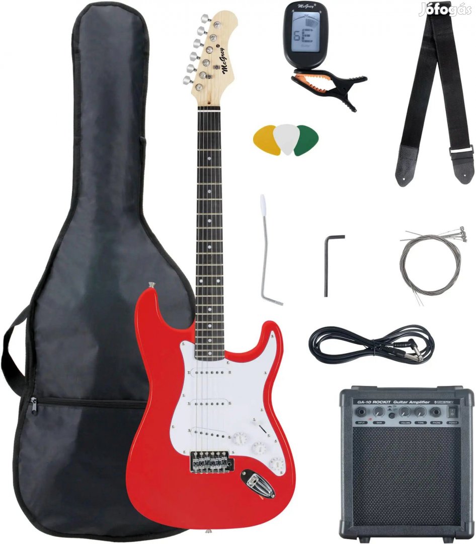 McGrey Rockit Elektromos Gitár ST Komplett Készlet Fiesta Piros