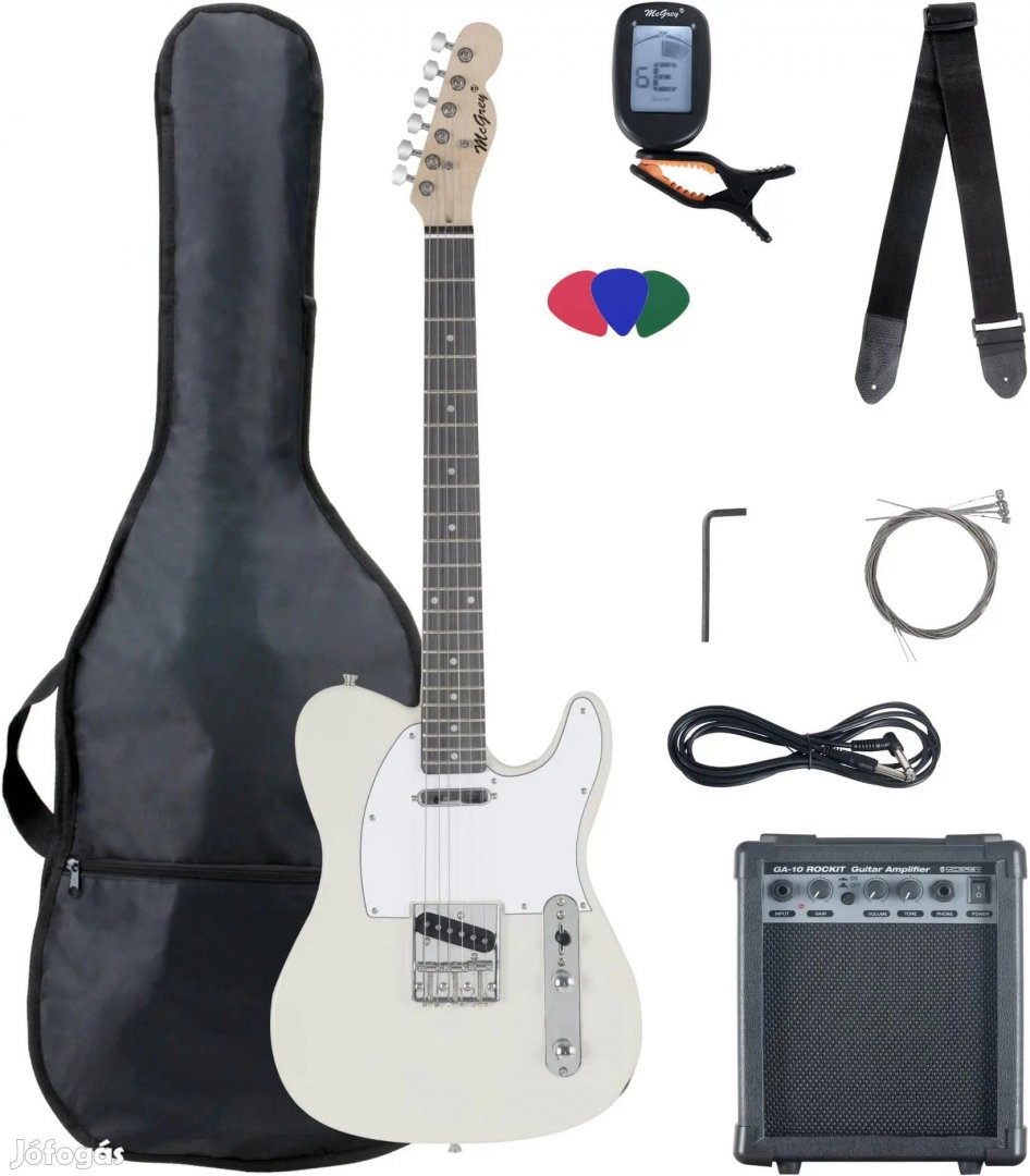 McGrey Rockit Elektromos Gitár TL-Stílus Komplett Készlet: Antik Fehér