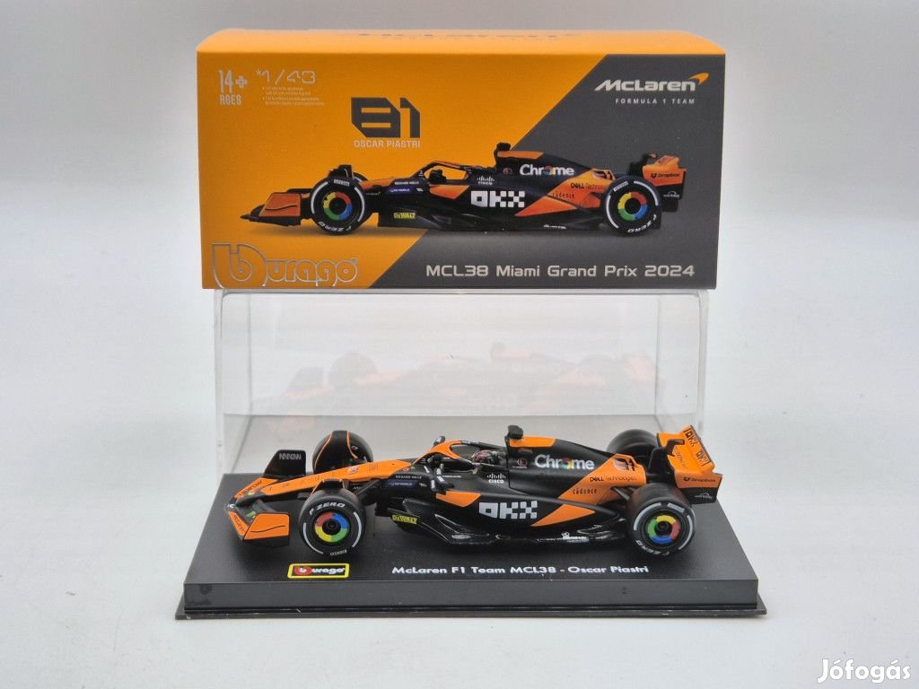 McLaren MCL38 F1 #81 (2024) - Oscar Piastri - PILÓTÁVAL -  Bburago -